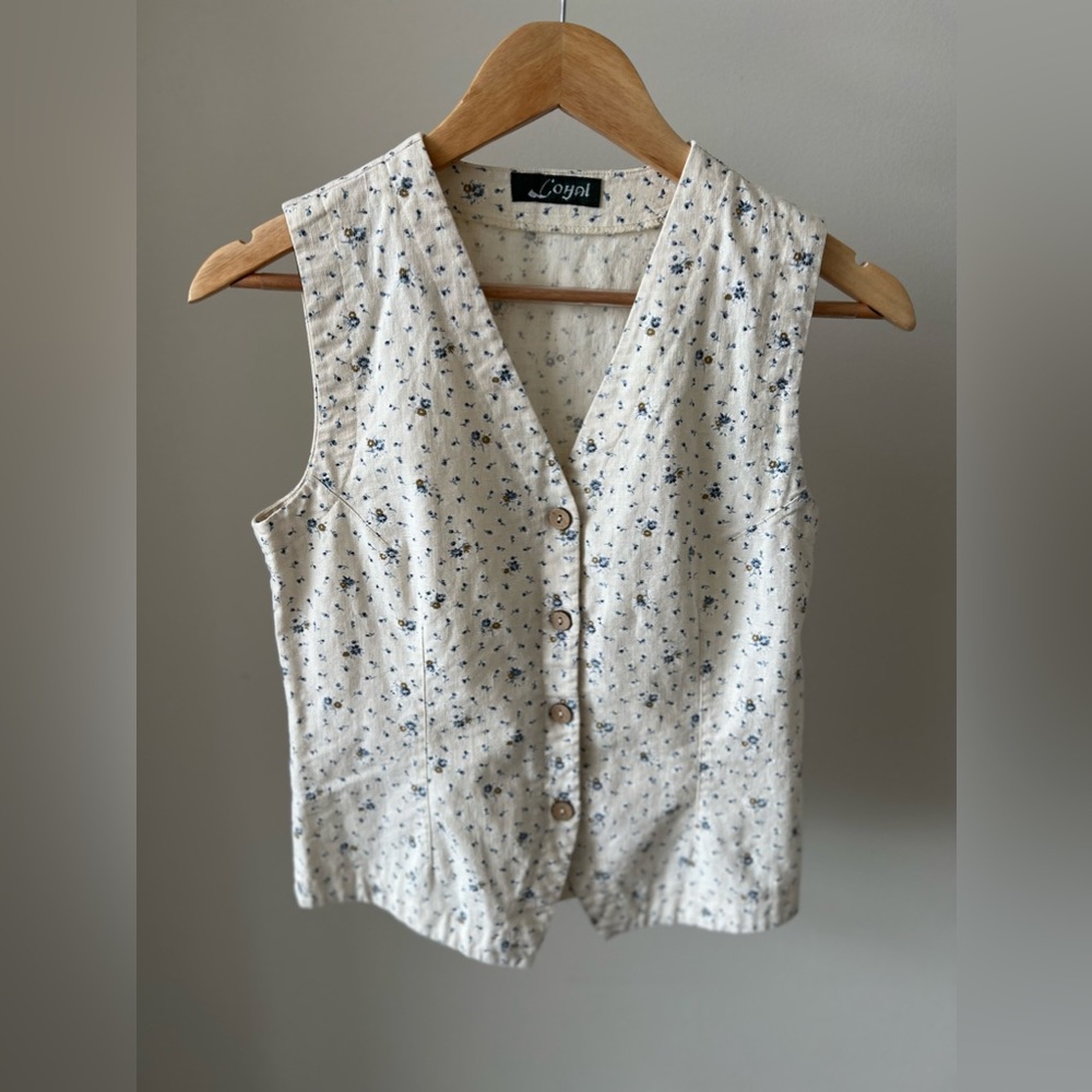 Vintage linen floral vest